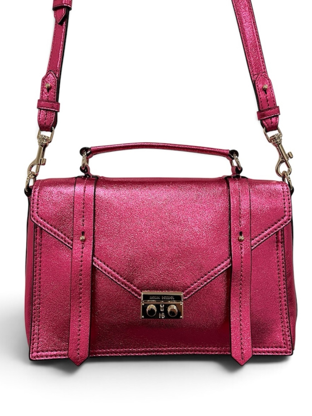 Henri Bendel Cambria Metallic Lipstick Pink Leather Satchel/Crossbody NWT - Picture 10 of 16